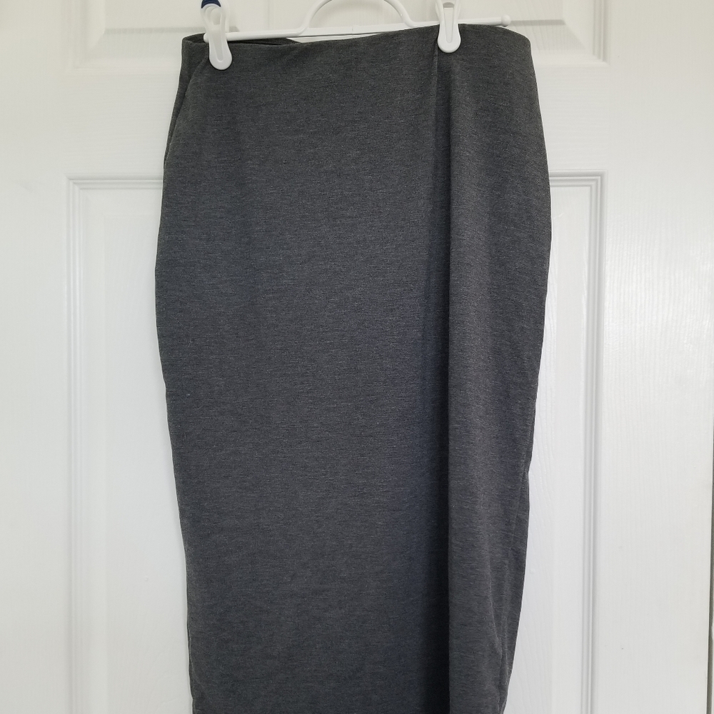Knit Midi Heather Gray Skirt